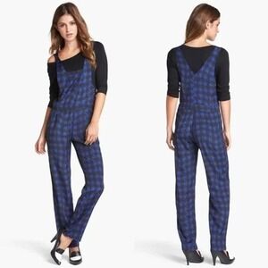 WAYF Blue Black Houndstooth Jumpsuit Small Made USA